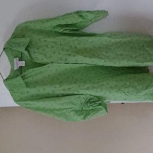 Eyelet 3/4,length cotton blouse